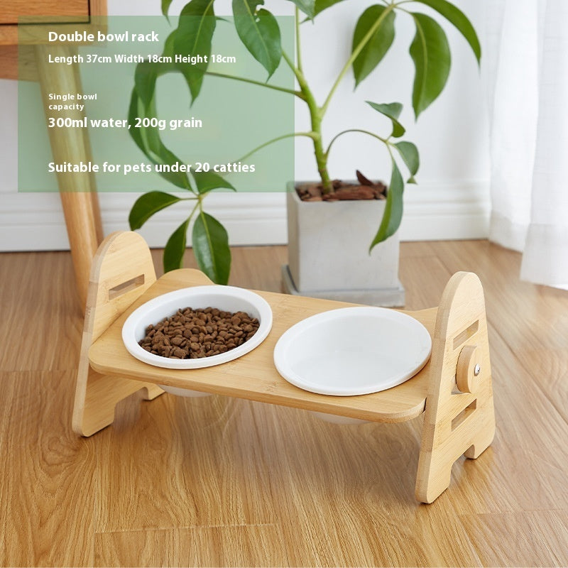 Oblique Mouth Cervical Protection Pet Drinking Bowl