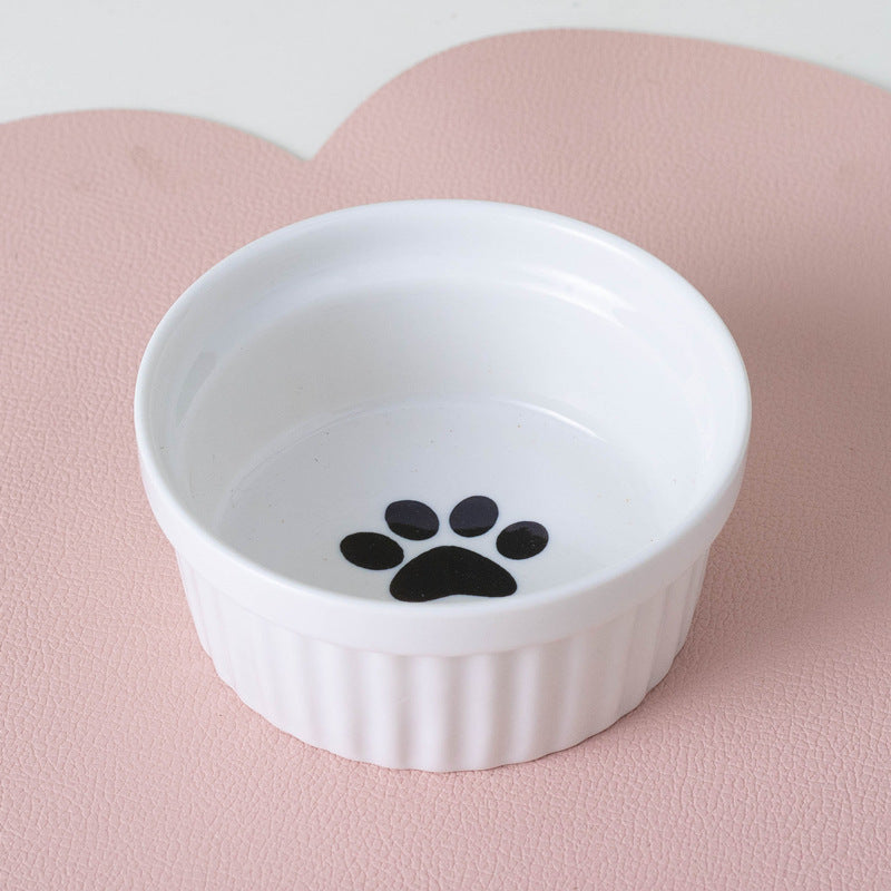 Tall Diagonal Ceramic Double Pet Food And Water Bowl