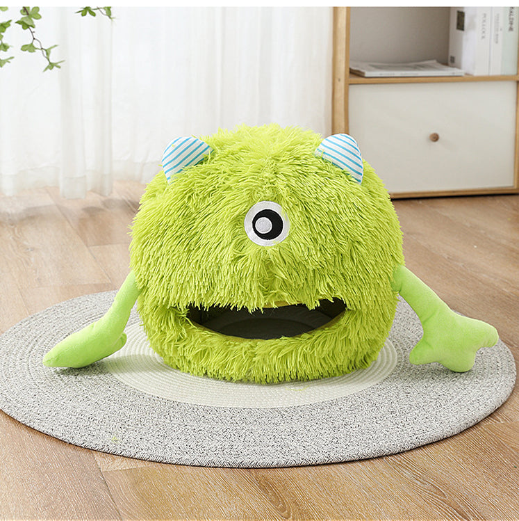 Fluffy Round Calming Plush Pet Sleeping Bed Non Slip Washable