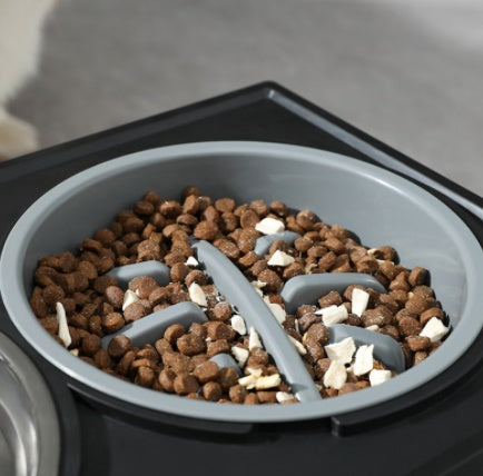 Adjustable Elevated Stainless Steel Anti Choke Pet Slow Feeding Bowl