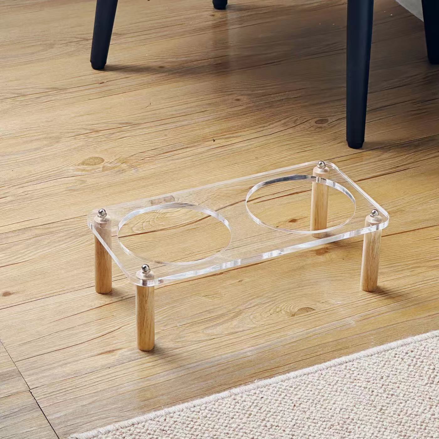 Anti Tumble High Leg Ceramic Pet Food And Water Double Bowl Holder