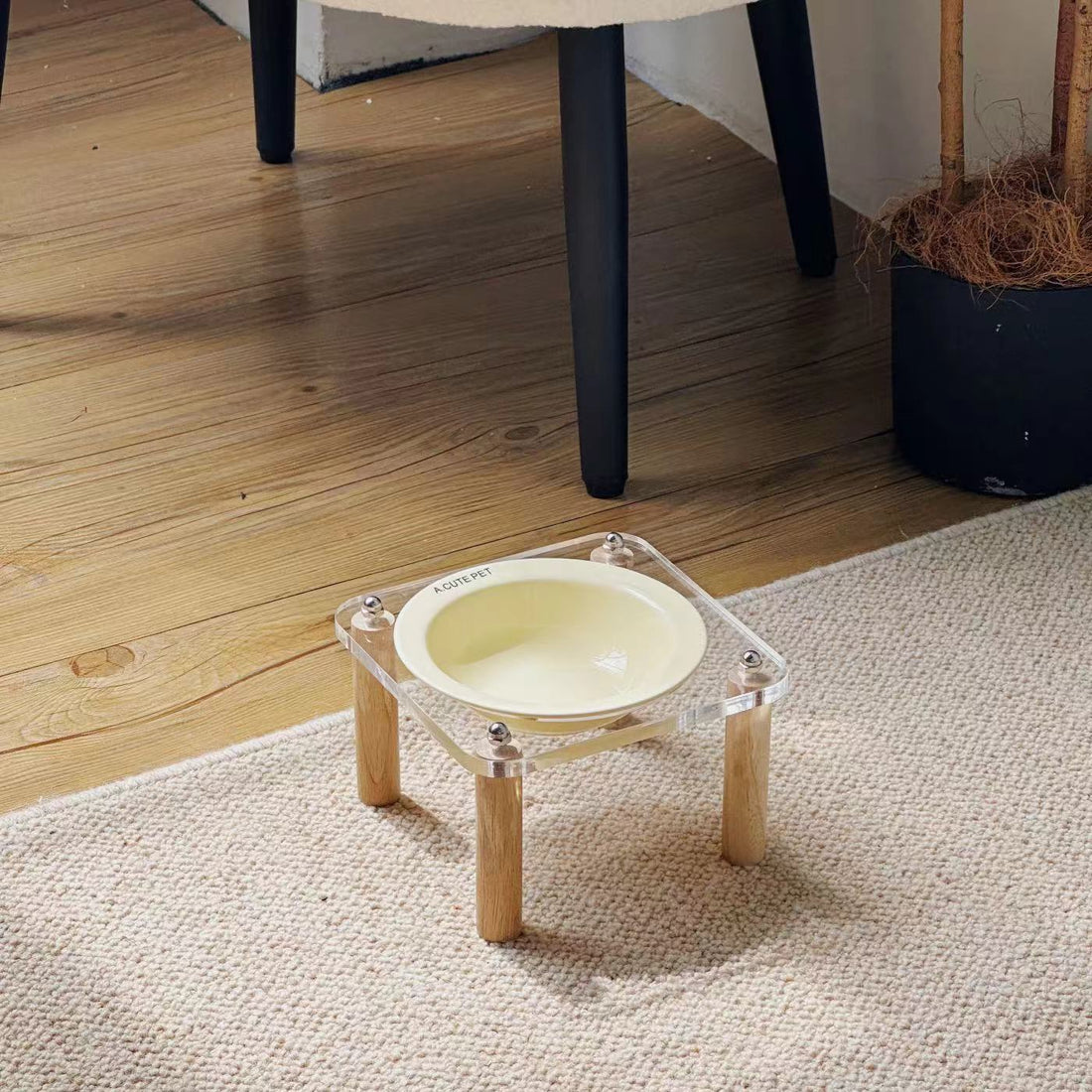 Anti Tumble High Leg Ceramic Pet Food And Water Double Bowl Holder
