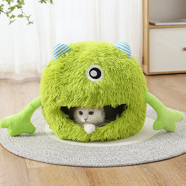 Fluffy Round Calming Plush Pet Sleeping Bed Non Slip Washable