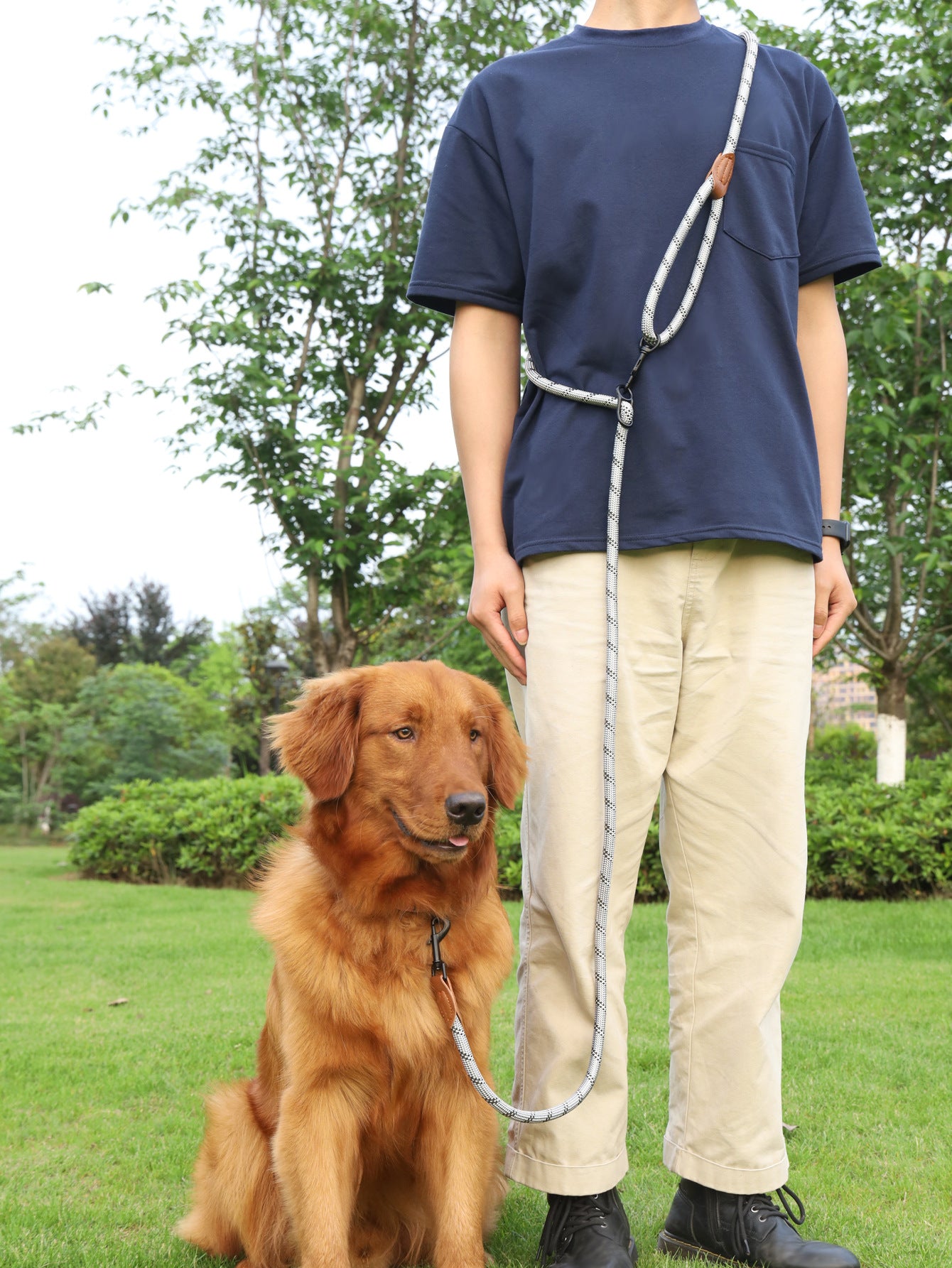 Pet Adjustable Reflective Handheld Rope Leash Multifunctional Harness