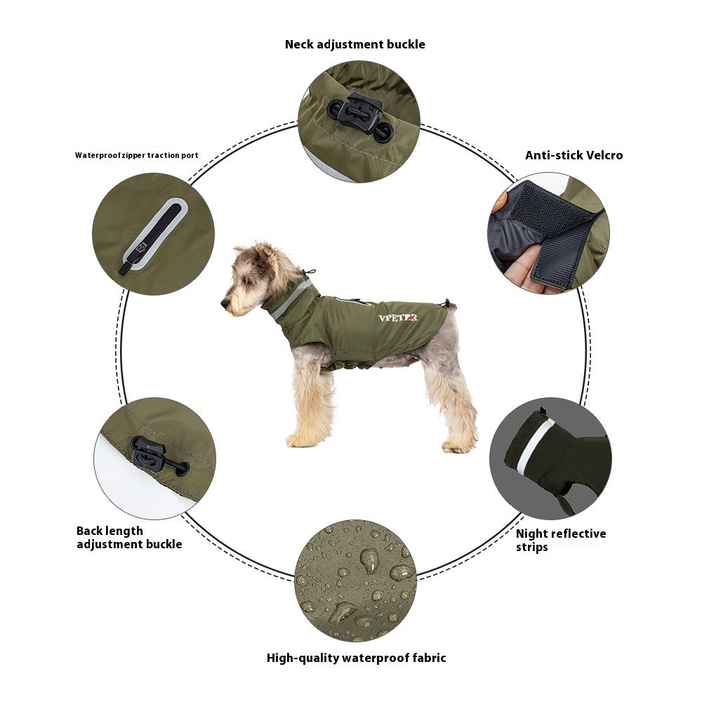 Windproof Waterproof Pet Raincoat Reflective Outdoor Lightweight Poncho