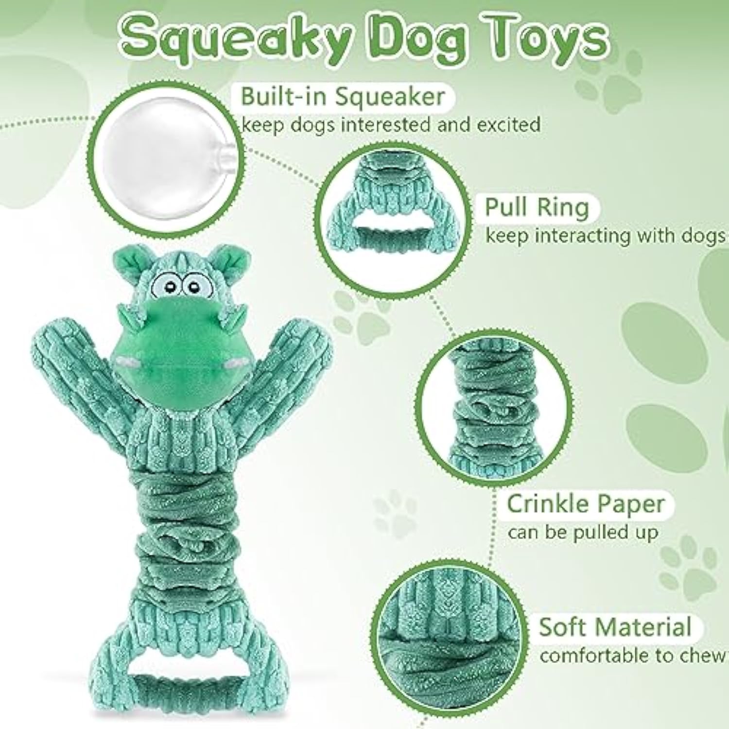 Large Squeaky Plush Pet Toy Soft Fabric Tug Of War Indoor Play Toy