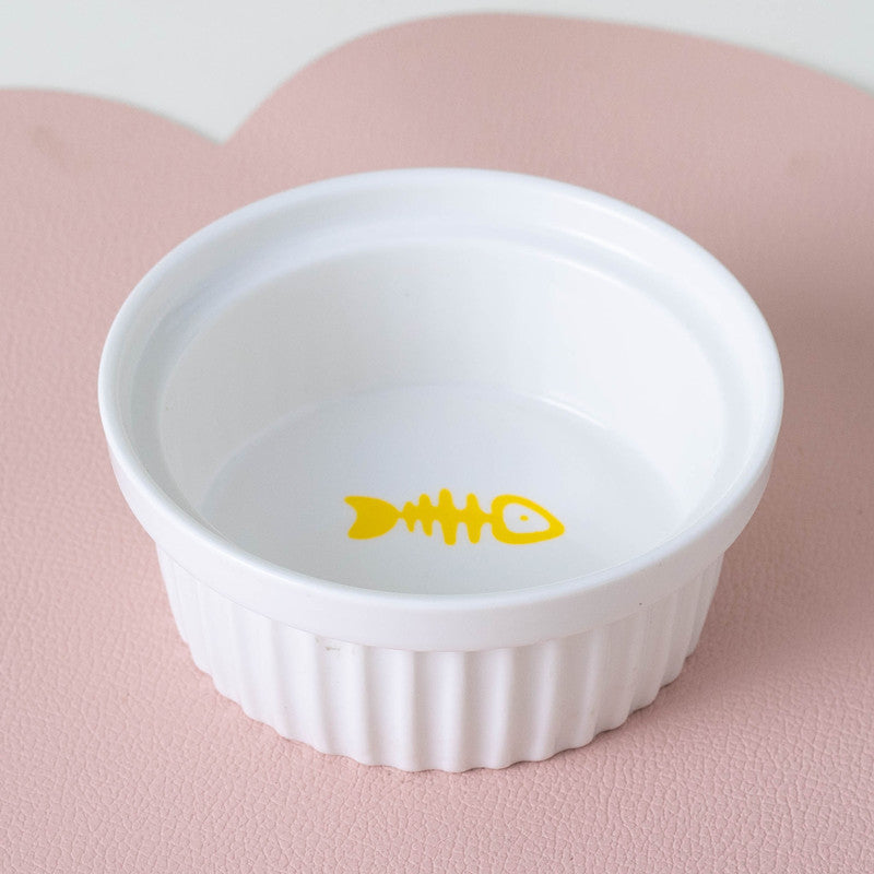 Tall Diagonal Ceramic Double Pet Food And Water Bowl