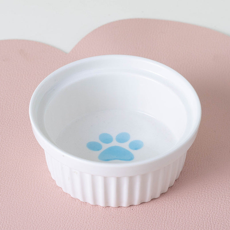 Tall Diagonal Ceramic Double Pet Food And Water Bowl