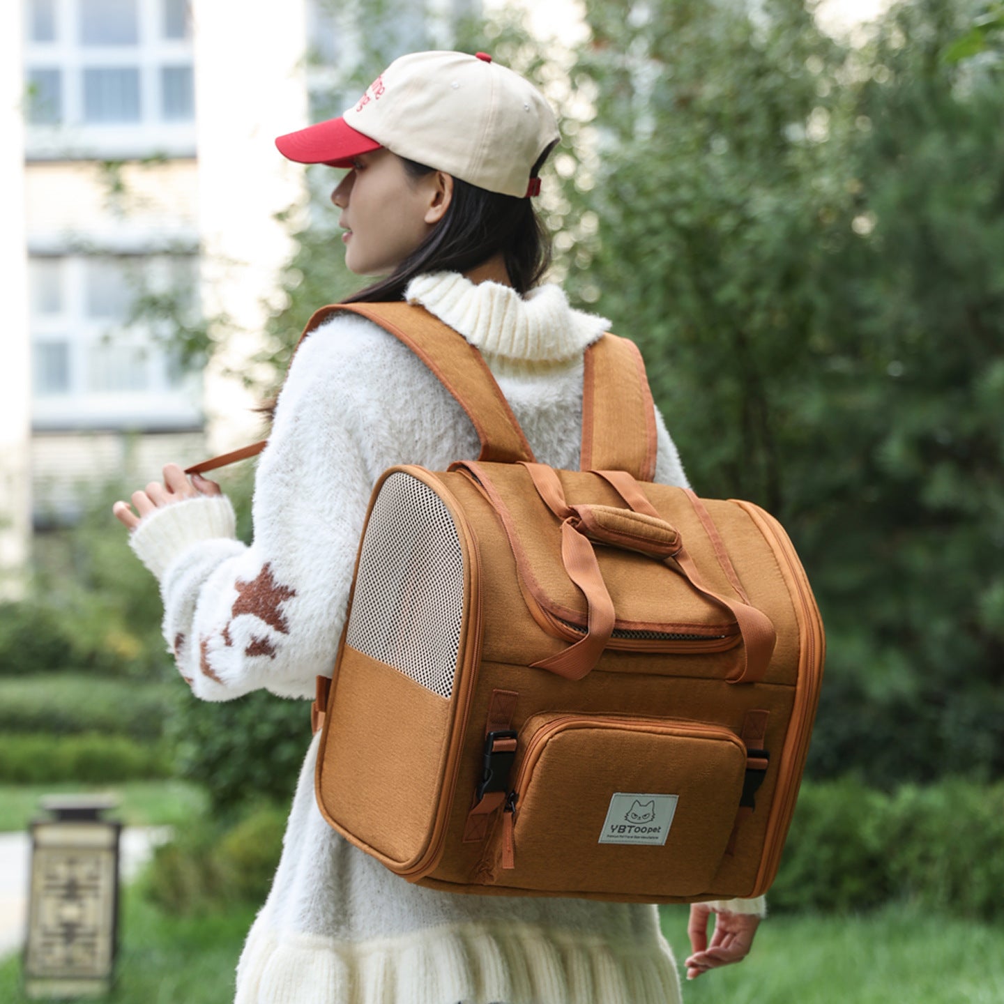 Expandable Breathable Portable Pet Backpack Large Capacity Outdoor Travel Bag