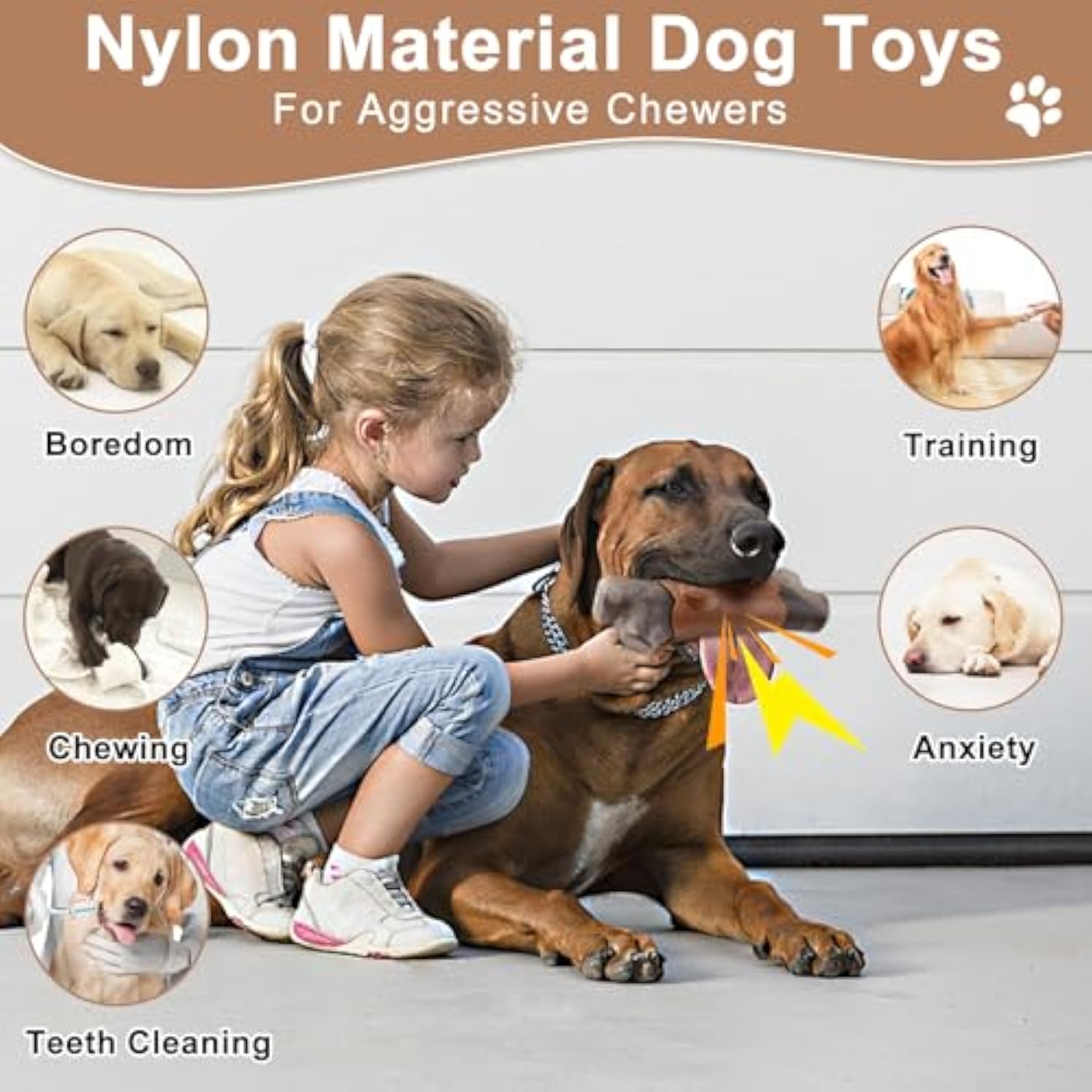 Tough Durable Chew Toy For Aggressive Chewers Large Breed Pets Bacon Flavor