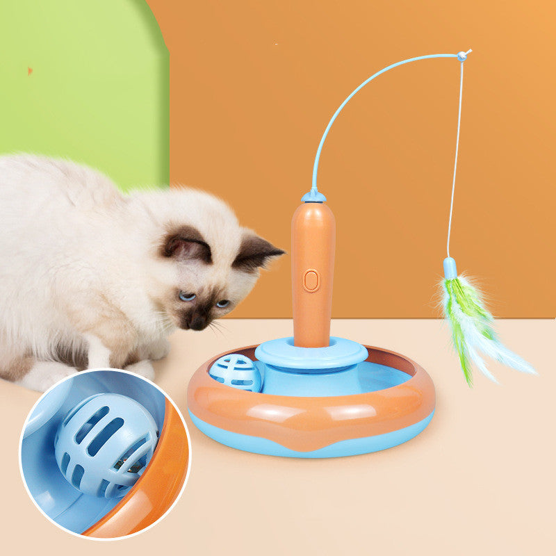 2 In 1 Pet Turntable Feather Interactive Toy