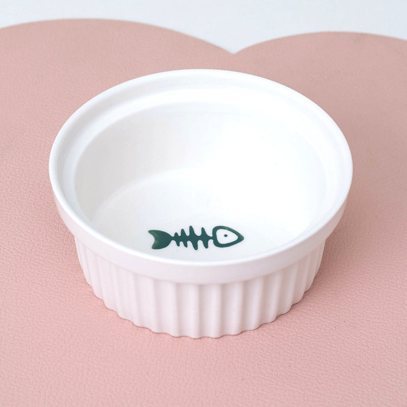 Tall Diagonal Ceramic Double Pet Food And Water Bowl
