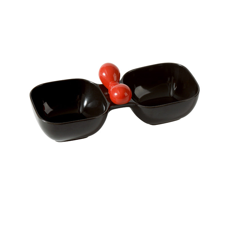 Ceramic Pet Food Drinking Snack Dual Bowl Set