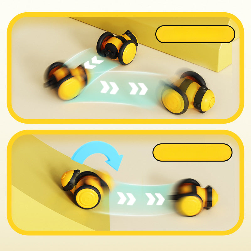 Electric Cute Bee Running Interactive Random Moving Feather Teaser Pet Toy