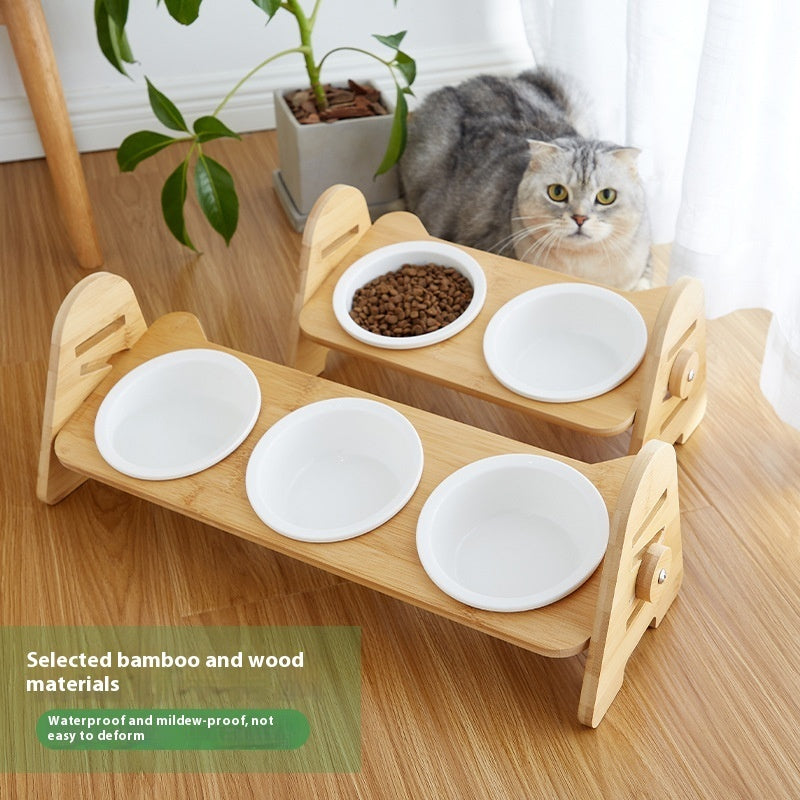 Oblique Mouth Cervical Protection Pet Drinking Bowl