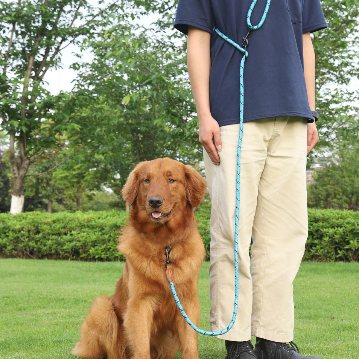 Pet Adjustable Reflective Handheld Rope Leash Multifunctional Harness