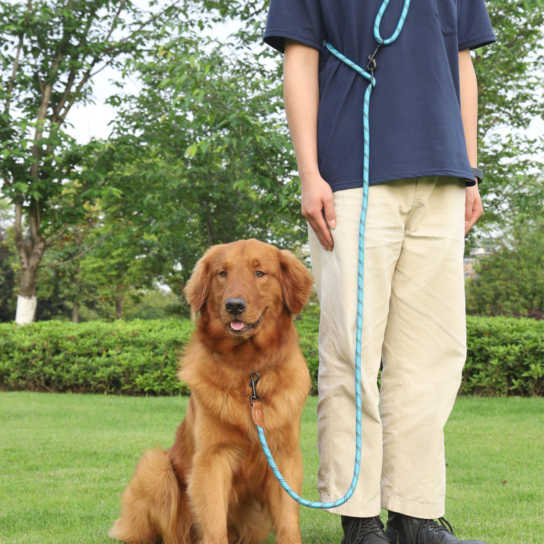 Pet Adjustable Reflective Handheld Rope Leash Multifunctional Harness