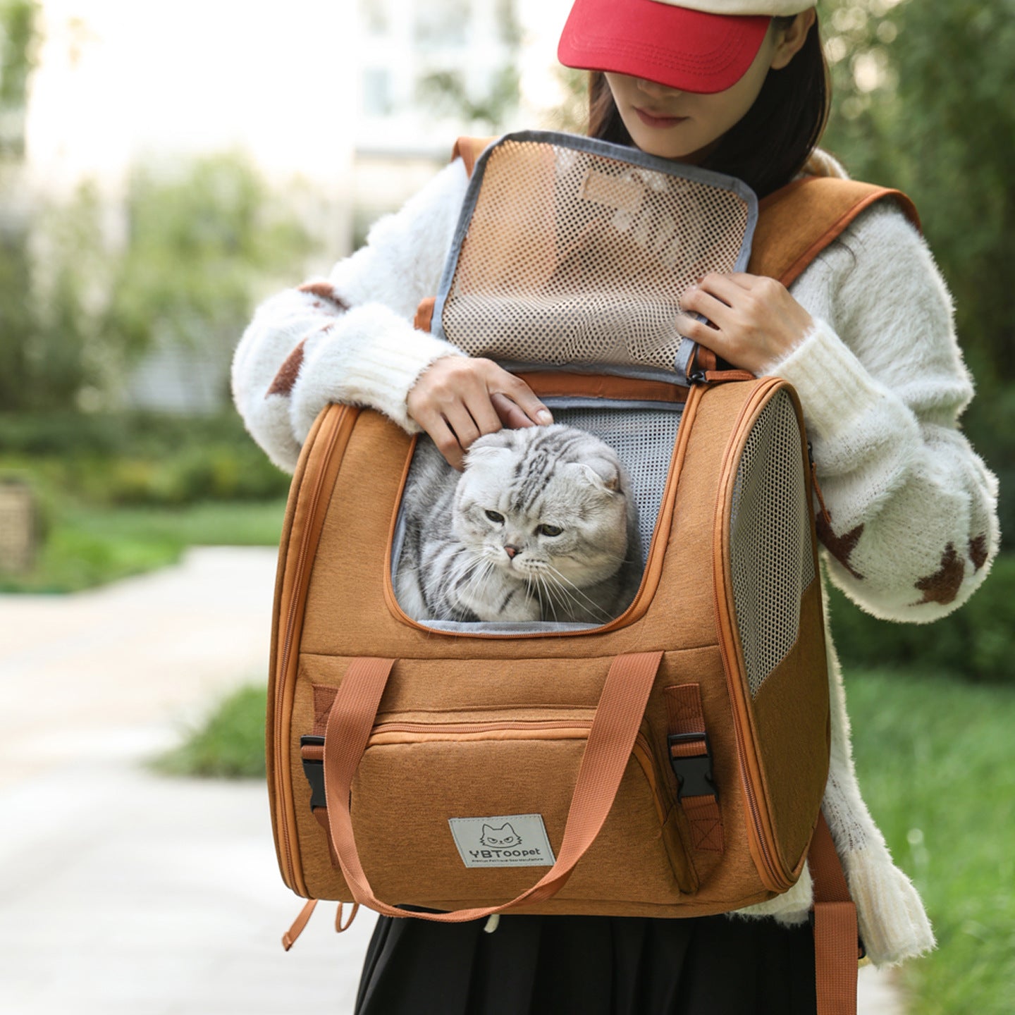 Expandable Breathable Portable Pet Backpack Large Capacity Outdoor Travel Bag