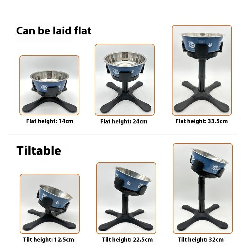 Adjustable Height Anti Tumble Pet Bowl Stand Bracket