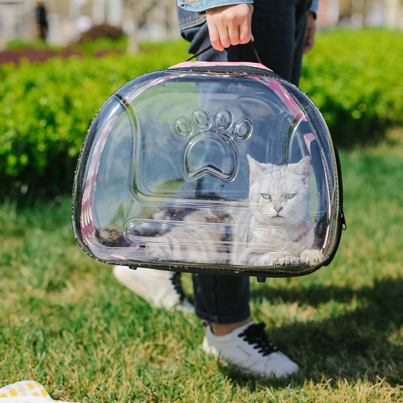 Portable Full Transparent Pet Backpack Travel School Style Bag