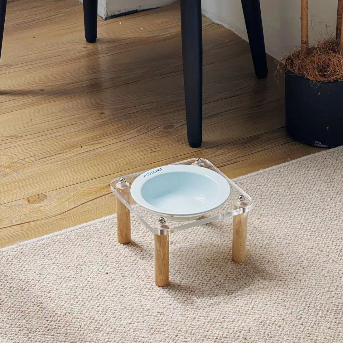 Anti Tumble High Leg Ceramic Pet Food And Water Double Bowl Holder