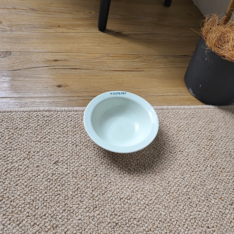 Anti Tumble High Leg Ceramic Pet Food And Water Double Bowl Holder