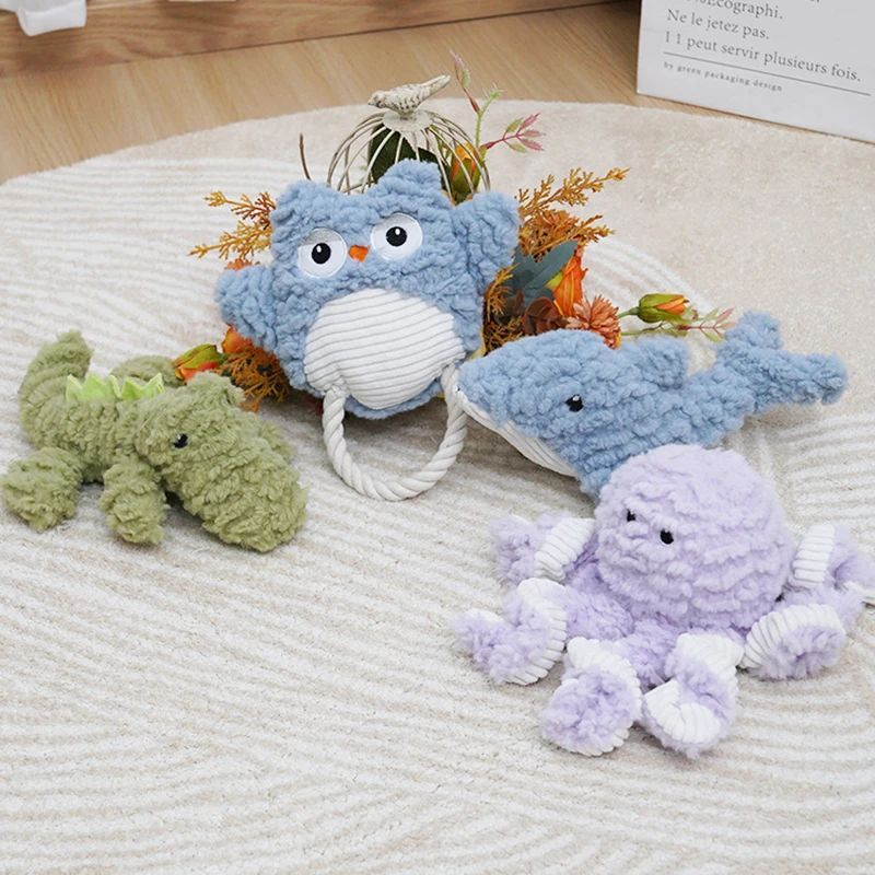 Plush Squeaky Animal Shape Bite Resistant Pet Toy For Training And Play