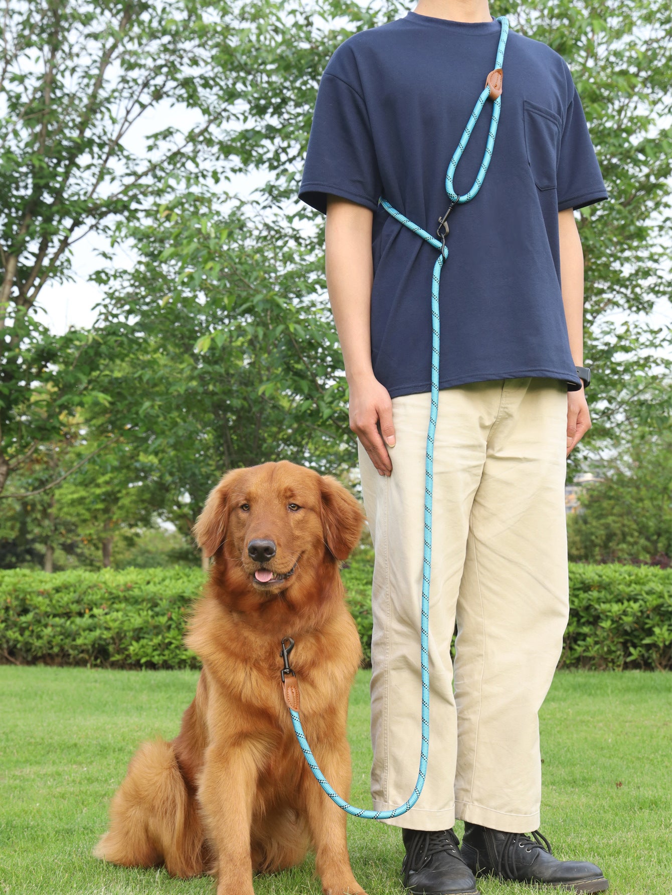 Pet Adjustable Reflective Handheld Rope Leash Multifunctional Harness