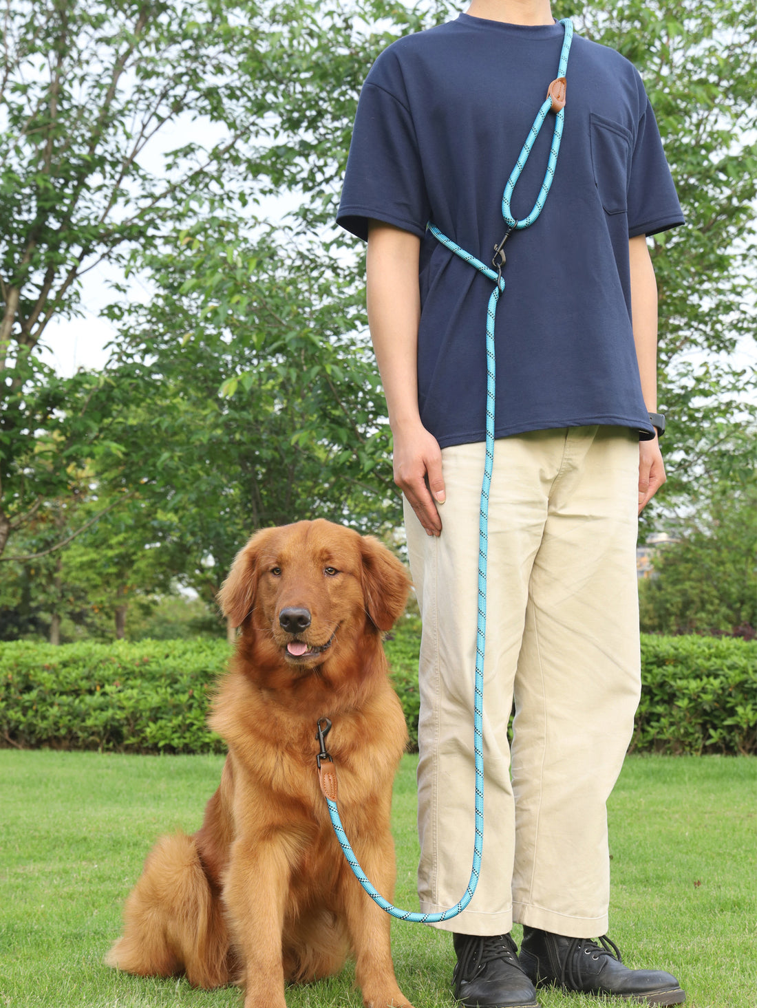 Pet Adjustable Reflective Handheld Rope Leash Multifunctional Harness