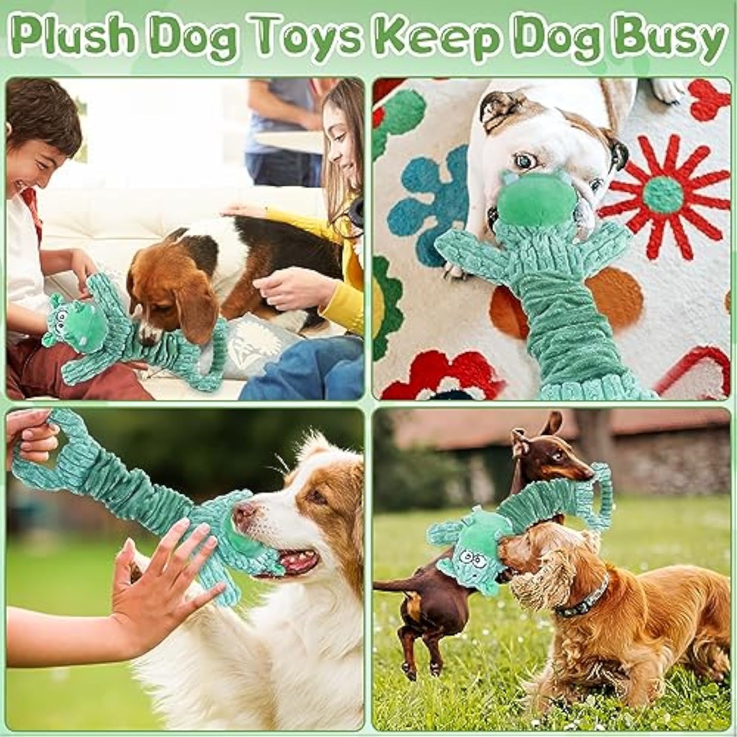 Large Squeaky Plush Pet Toy Soft Fabric Tug Of War Indoor Play Toy