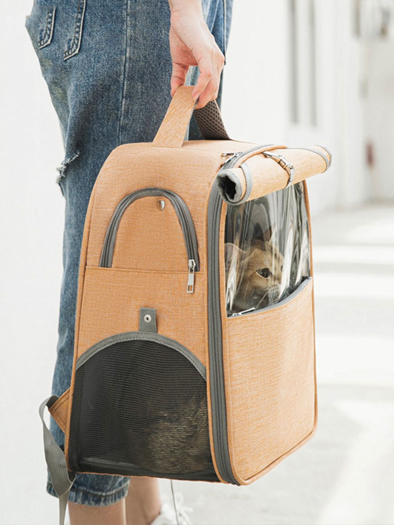 Portable Large Capacity Canvas Pet Backpack Outdoor Travel Bag