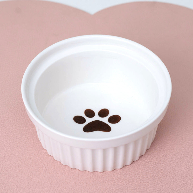 Tall Diagonal Ceramic Double Pet Food And Water Bowl