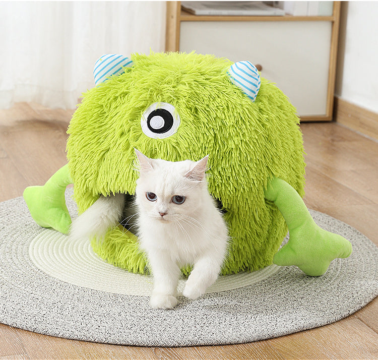 Fluffy Round Calming Plush Pet Sleeping Bed Non Slip Washable