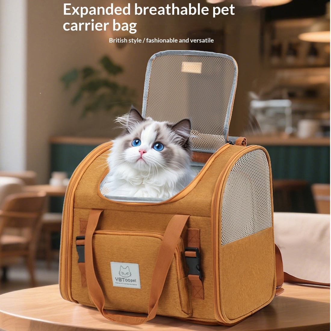 Expandable Breathable Portable Pet Backpack Large Capacity Outdoor Travel Bag