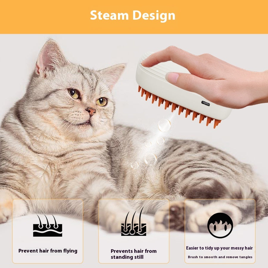 USB Rechargeable Steam Spray Massage Grooming Pet Comb