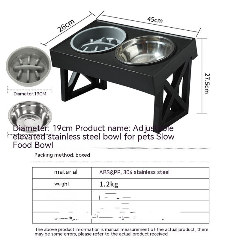 Adjustable Elevated Stainless Steel Anti Choke Pet Slow Feeding Bowl