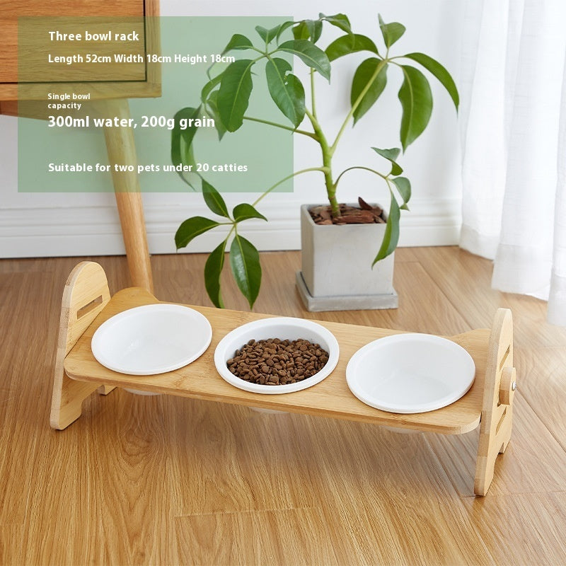 Oblique Mouth Cervical Protection Pet Drinking Bowl