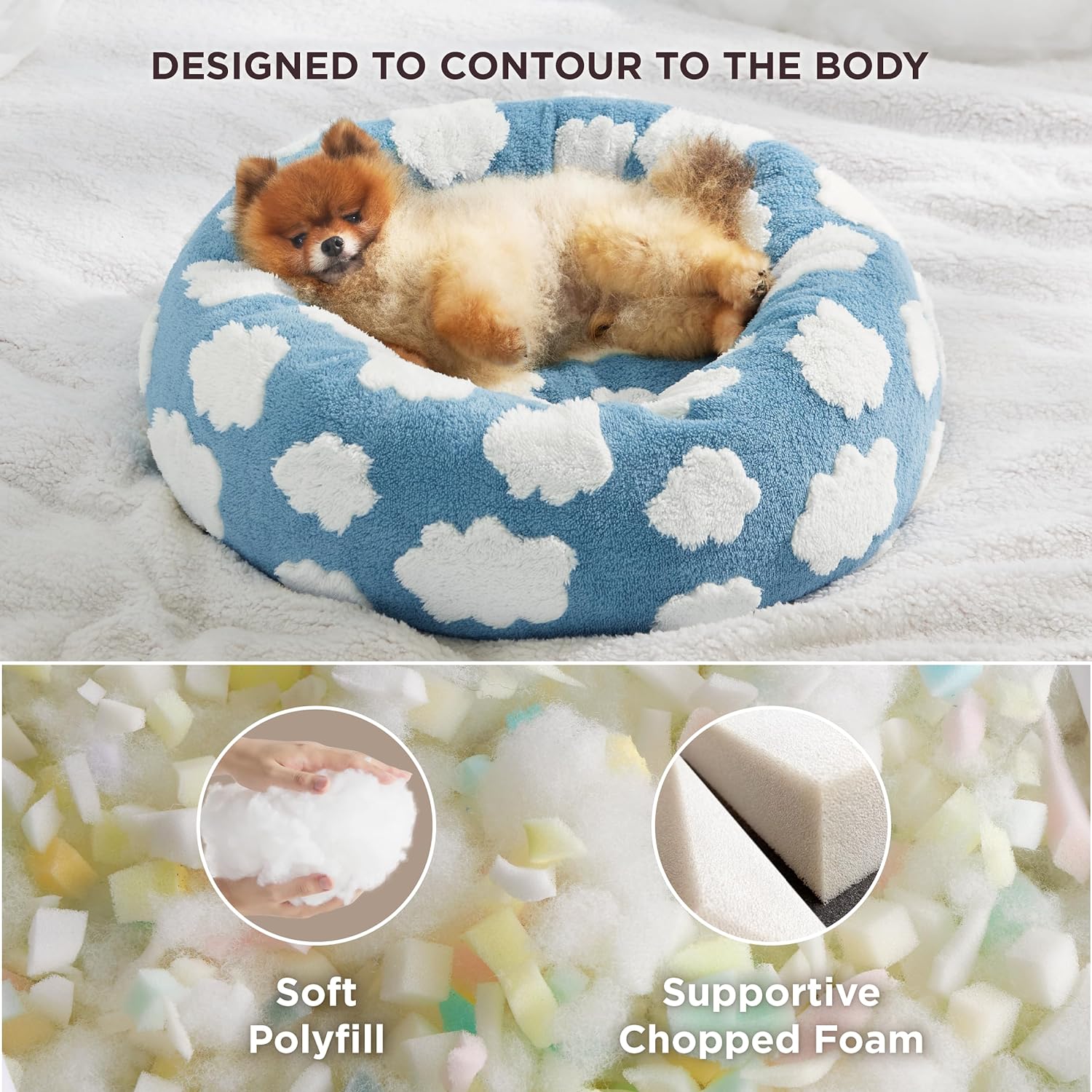Round Plush Calming Pet Bed With Anti Slip Bottom