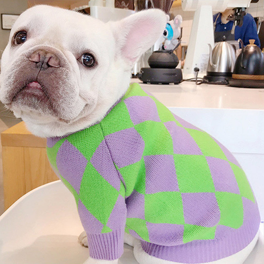 Trendy Plaid Fashion Pet Sweater Clothes