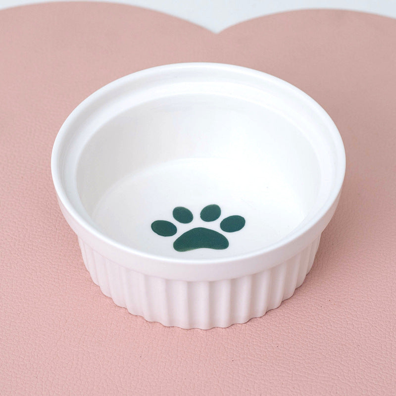 Tall Diagonal Ceramic Double Pet Food And Water Bowl