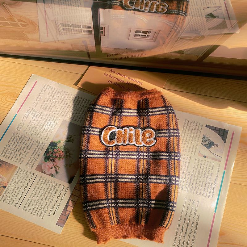 Vintage Plaid Fashion Pet Sweater Clothes