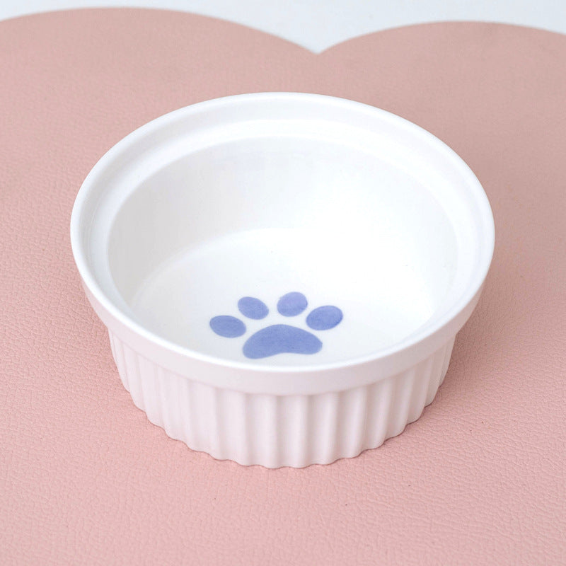 Tall Diagonal Ceramic Double Pet Food And Water Bowl