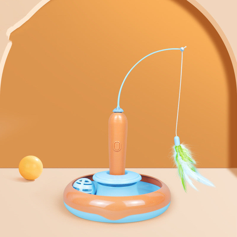 2 In 1 Pet Turntable Feather Interactive Toy