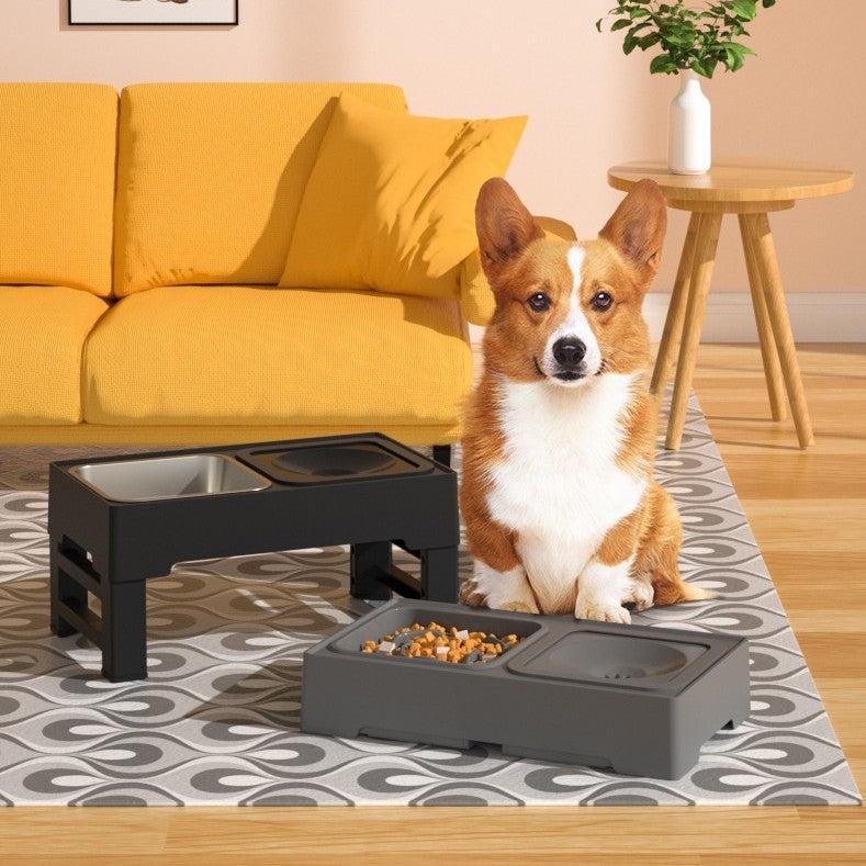 Adjustable Stainless Steel Elevated Pet Double Feeding Bowl Stand