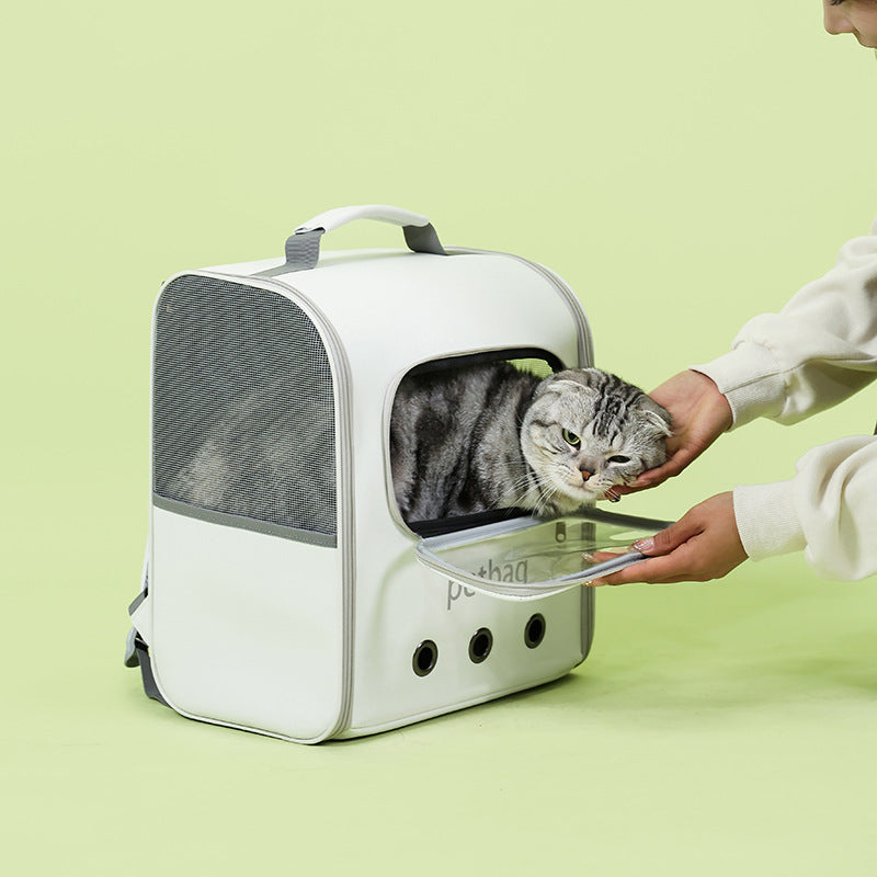 Large Capacity Portable Pet Backpack Transparent Window Travel Bag